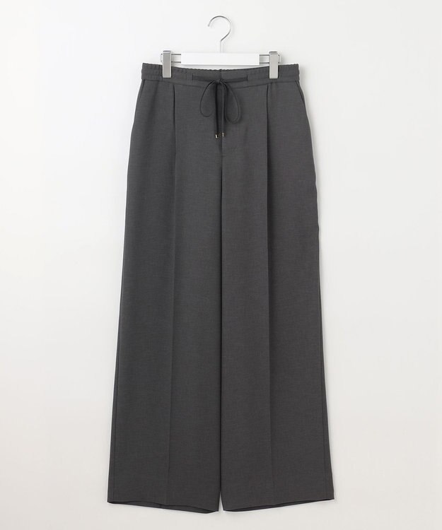 自由区 【洗える】ツイステッドダブルクロスワイドストレート パンツ グレー