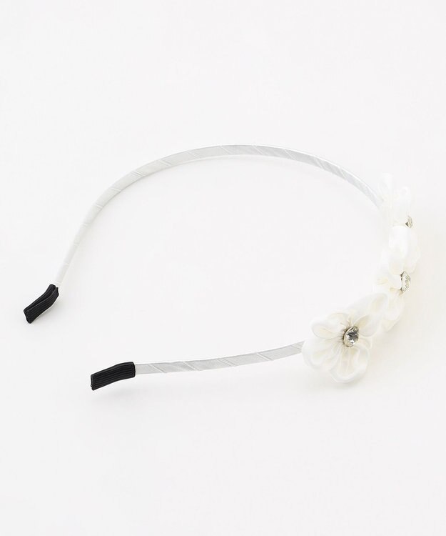 ANY KIDS シフォンお花 × ジュエル キッズ カチューシャ オフホワイト