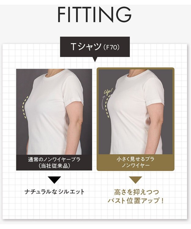 WACOAL ノンワイヤーブラ 【小さく見せるブラ】 高さをおさえてコンパクトに バスト位置アップ 脇すっきり Hカップまで対応 大きいサイズ レディース BMM122 /ワコール ブラック