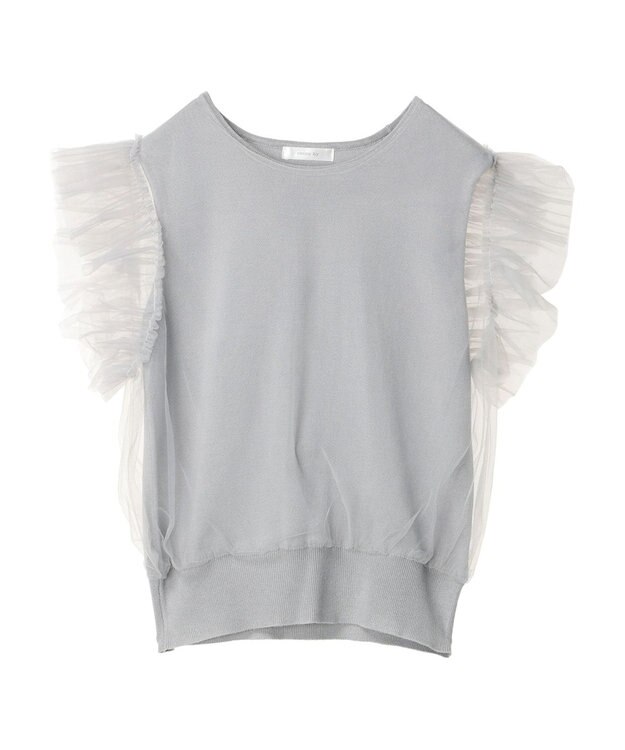 Green Parks ・swing by チュールレイヤーノースリーブニット Gray