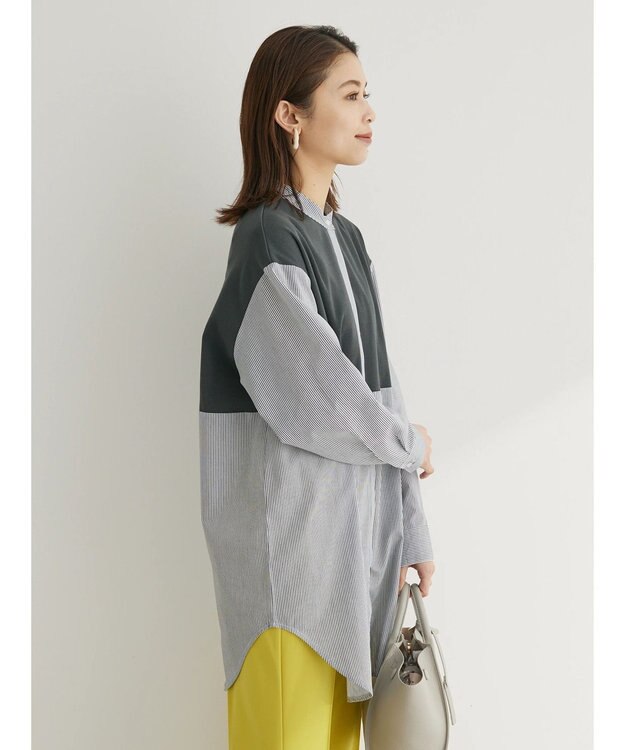 Green Parks 比翼カットドッキングチュニック Stripe Black