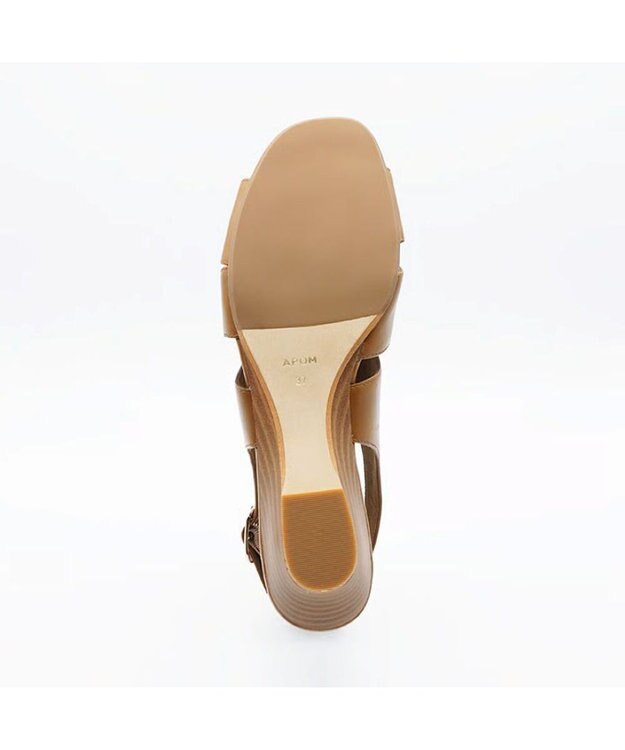 APOM モールドウエッジアシンメトリースリングバックサンダル45 ブラウン