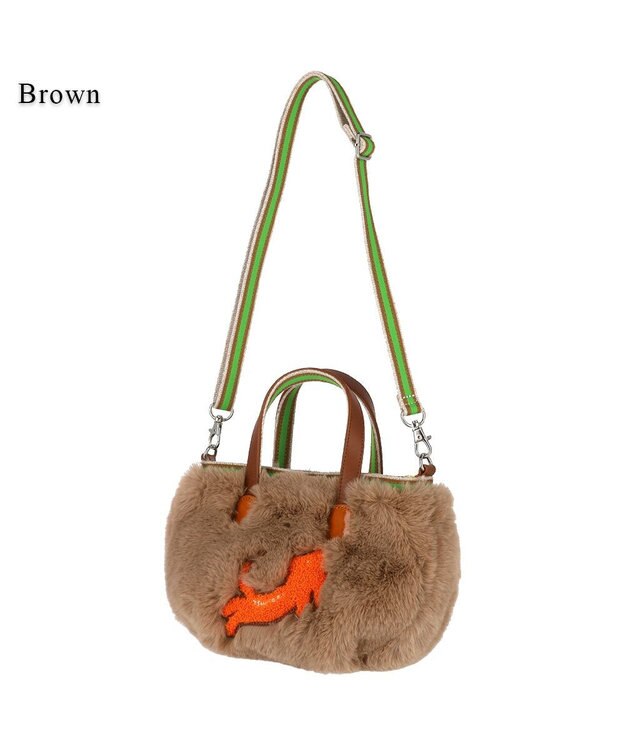 tsumori chisato CARRY キラネコファー ショルダーバッグ 手提げ 2way ブラウン