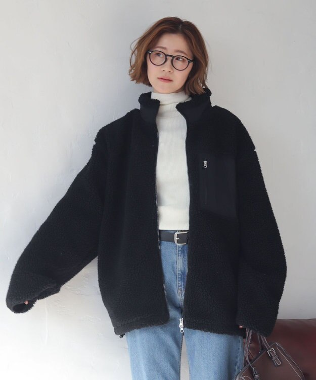 WEGO 【2025年秋冬新作アイテム/ユニセックス着用ITEM/SMLサイズ展開】ボアブルゾン ブラック