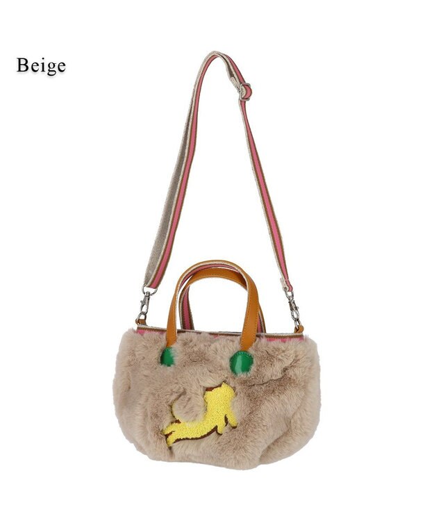tsumori chisato CARRY キラネコファー ショルダーバッグ 手提げ 2way ベージュ