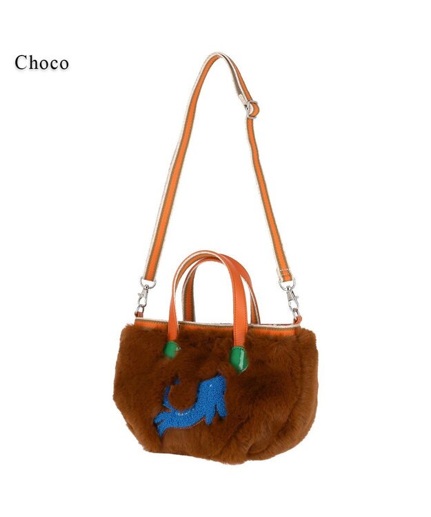 tsumori chisato CARRY キラネコファー ショルダーバッグ 手提げ 2way チョコ