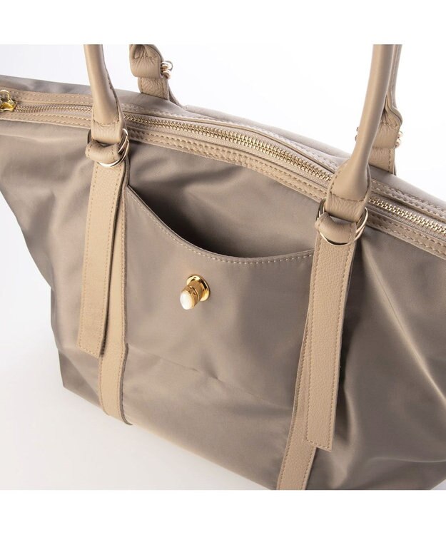 UNBILLION ペルケ perche / ナイロン×牛革かぶせジェムストーントートバッグ オーク