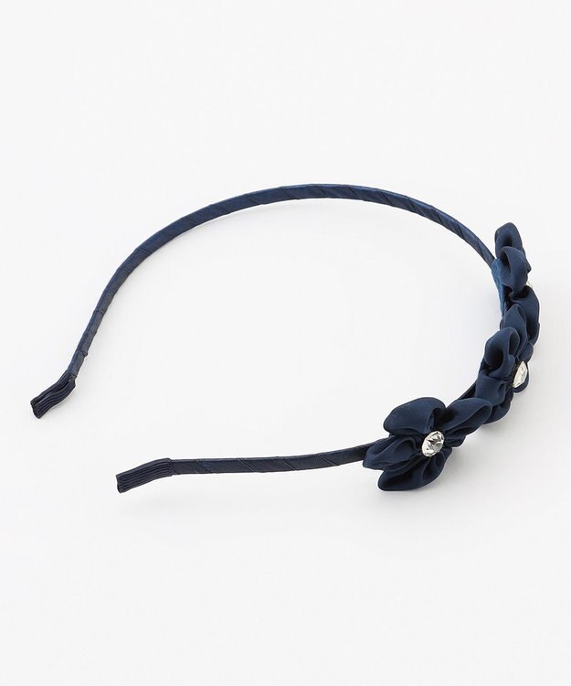 ANY KIDS シフォンお花 × ジュエル キッズ カチューシャ ネイビー