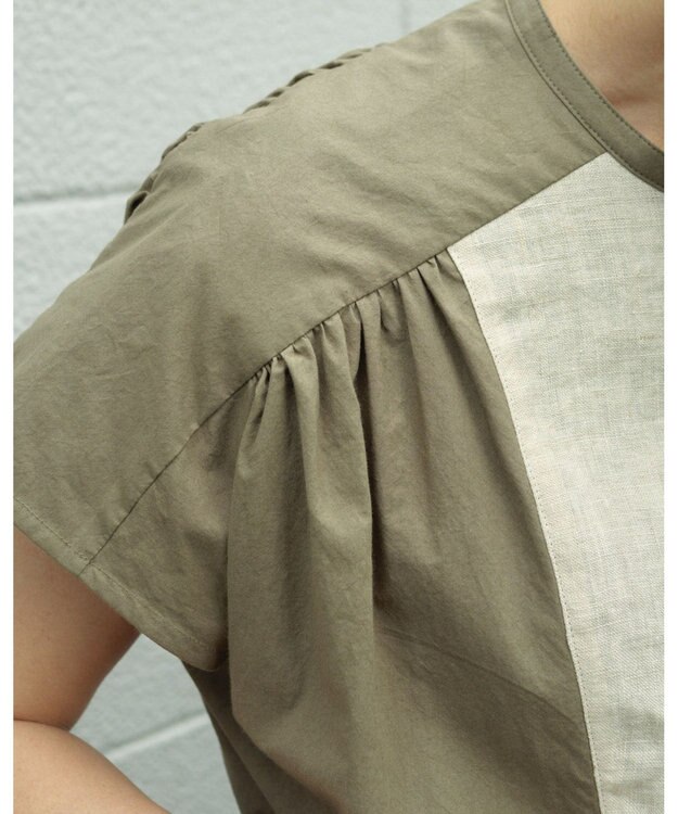 muuc ジャスミン刺繍フレンチスリーブワンピース〈日本製・綿100%天然素材・遠州織物〉〈繊細な花刺繍〉〈上品なロング丈〉〈ゆったりフリーサイズ〉〈大人の夏ワンピ〉 カーキ