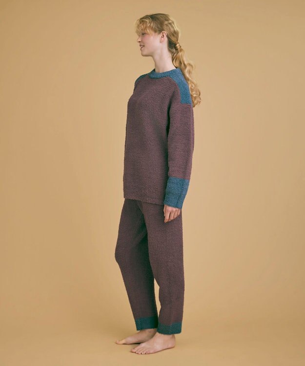 une nana cool カラーブロッキング　プルオーバー＆ロングパンツセット ブラウン