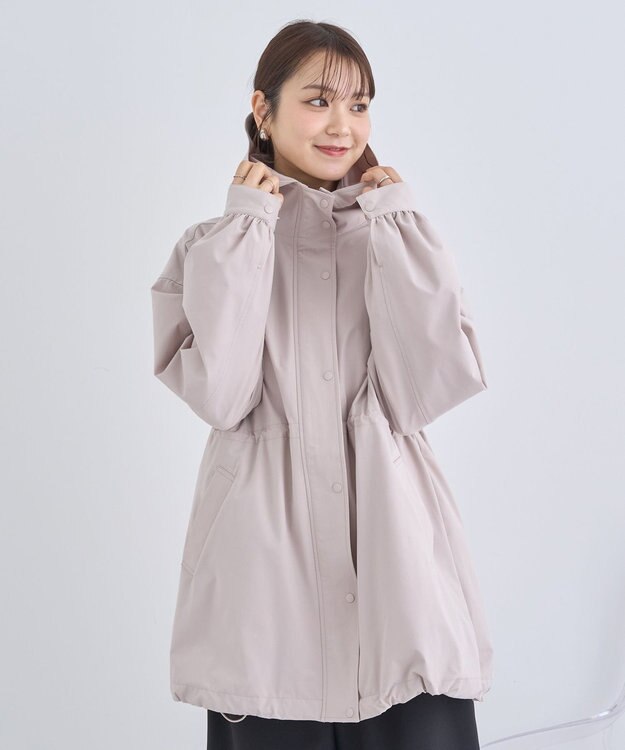 earth music&ecology ドロストミドル丈パーカー ピンクベージュ