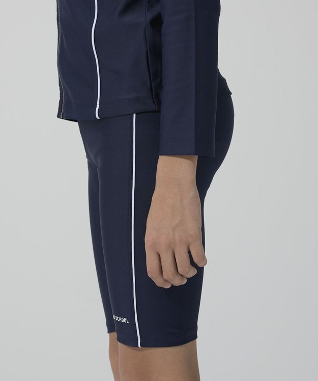 BEAMS SCHOOL ロング丈パンツ キッズ ネイビー×ホワイト