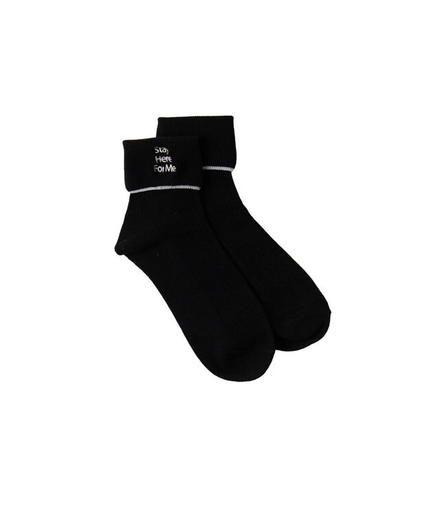 WEGO 折り返しロゴアンクルソックス ブラック