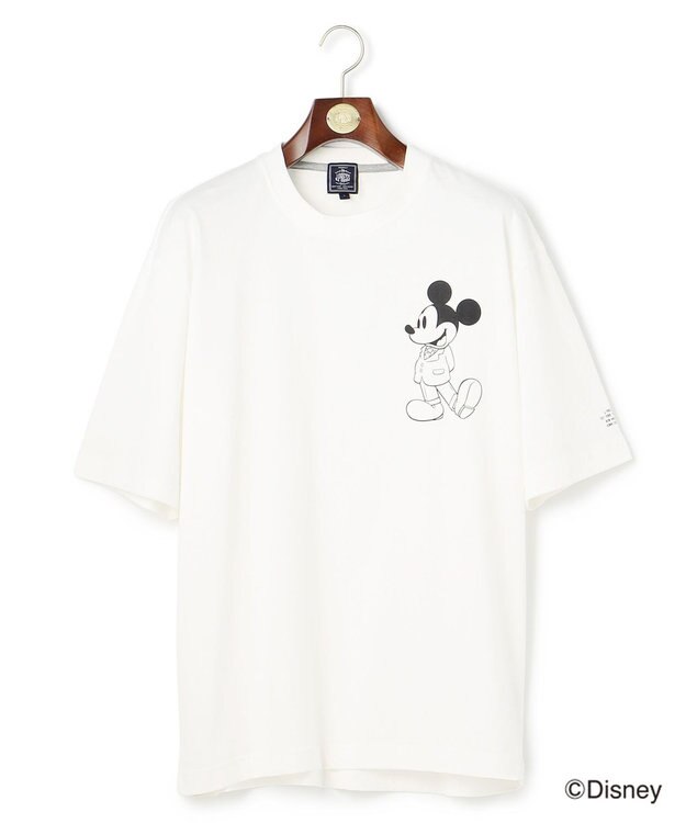 J.PRESS MEN 【DISNEY COLLECTION】【UNISEX】ワンポイント Tシャツ / ミッキ－マウス ホワイト系