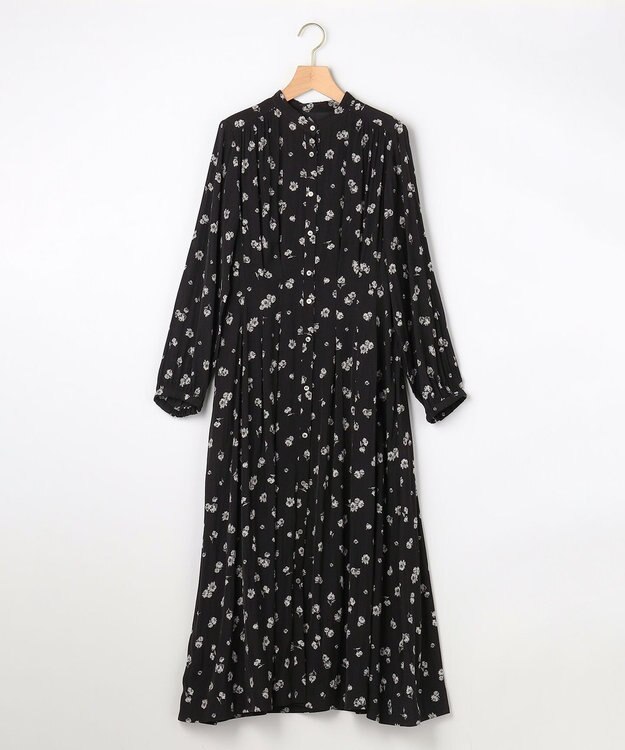 組曲 L ギャザーライトデシンボウタイ付き ワンピース ブラック系5