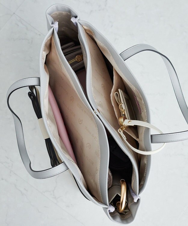 Maison de FLEUR フロントリボン3ルームトートバッグ Light Beige