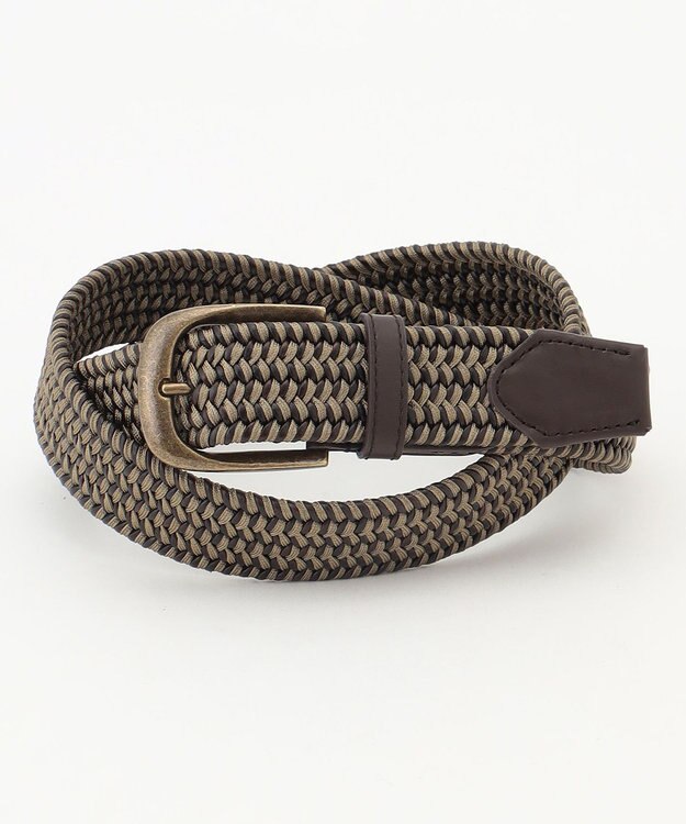 JOSEPH ABBOUD  【イタリア素材・ストレッチ・日本製】 ストレッチレザーミックス ベルト ダークブラウン系