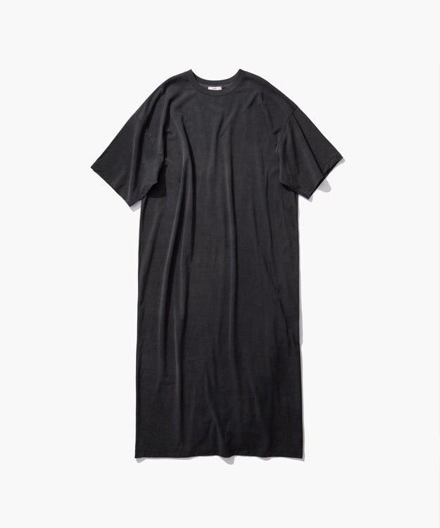 ATON HARD WASHED SUVIN | オーバーサイズＴシャツドレス CHARCOAL GRAY