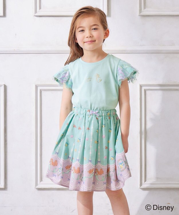 ANY KIDS 【ディズニープリンセス】総柄 プリント スカート ミント<アリエル>