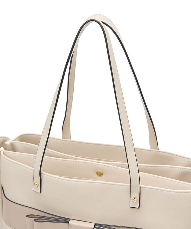 Maison de FLEUR フロントリボン3ルームトートバッグ Light Beige