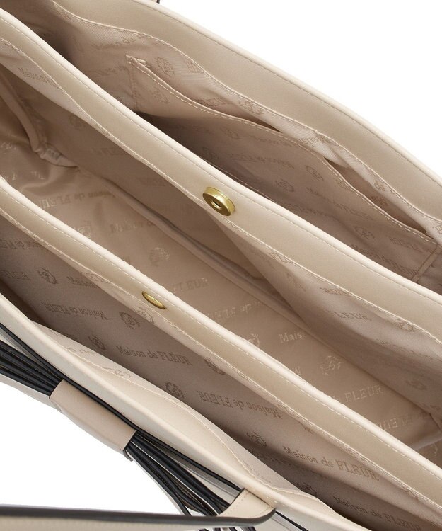 Maison de FLEUR フロントリボン3ルームトートバッグ Light Beige