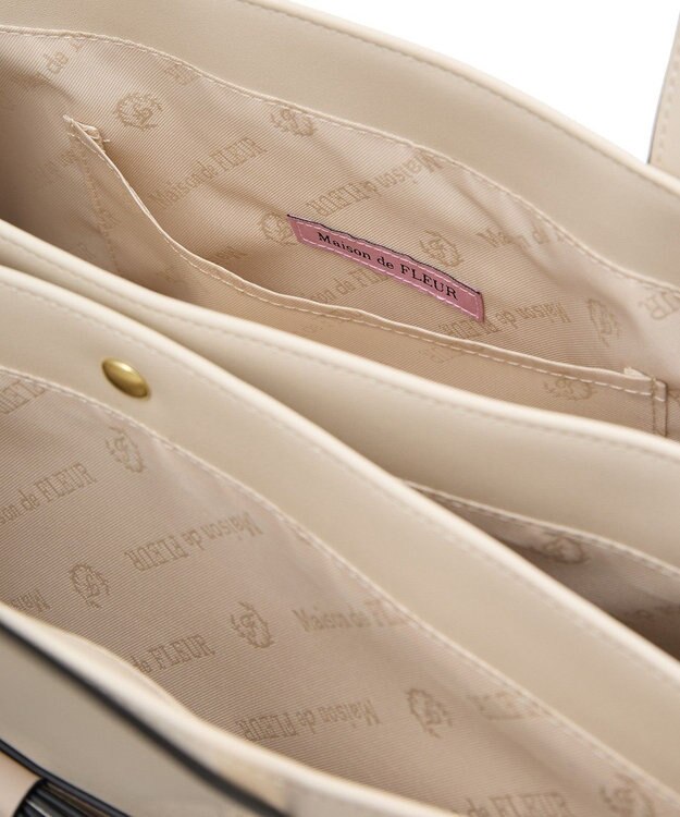 Maison de FLEUR フロントリボン3ルームトートバッグ Light Beige
