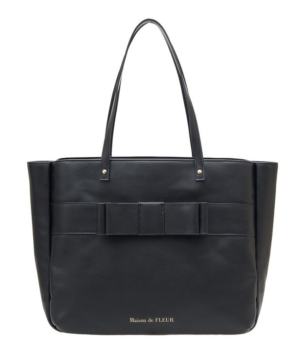 Maison de FLEUR フロントリボン3ルームトートバッグ Black