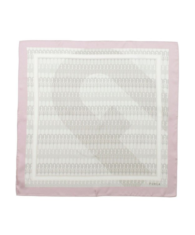MOONBAT FURLA モノグラム柄シルク100%スカーフ 65×65cm ピンク