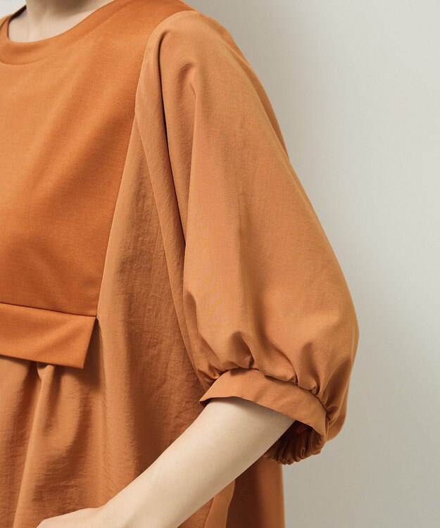 Green Parks ベスト風７分袖ドッキングプルオーバー Orange