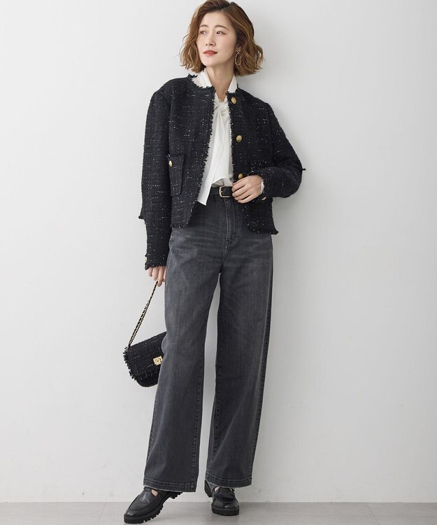 23区 GIOLICAツイード ショルダーバッグ ブラックミックス