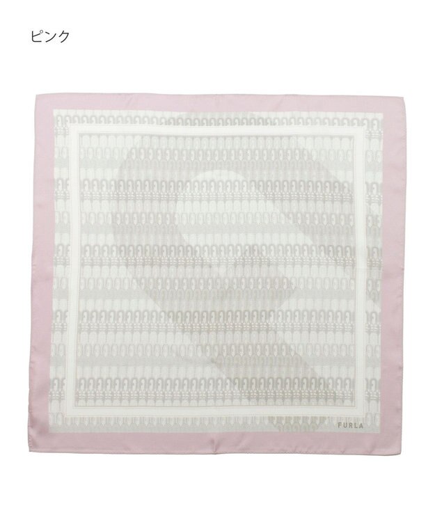 MOONBAT FURLA モノグラム柄シルク100%スカーフ 65×65cm ピンク