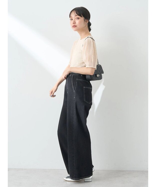 earth music&ecology 袖シアーレースプルオーバー Ivory