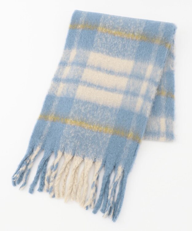 ONWARD CROSSET SELECT ブークレ チェック ストール ブルー