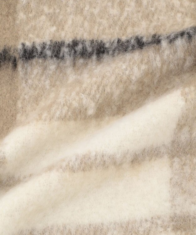 ONWARD CROSSET SELECT ブークレ チェック ストール ベージュ