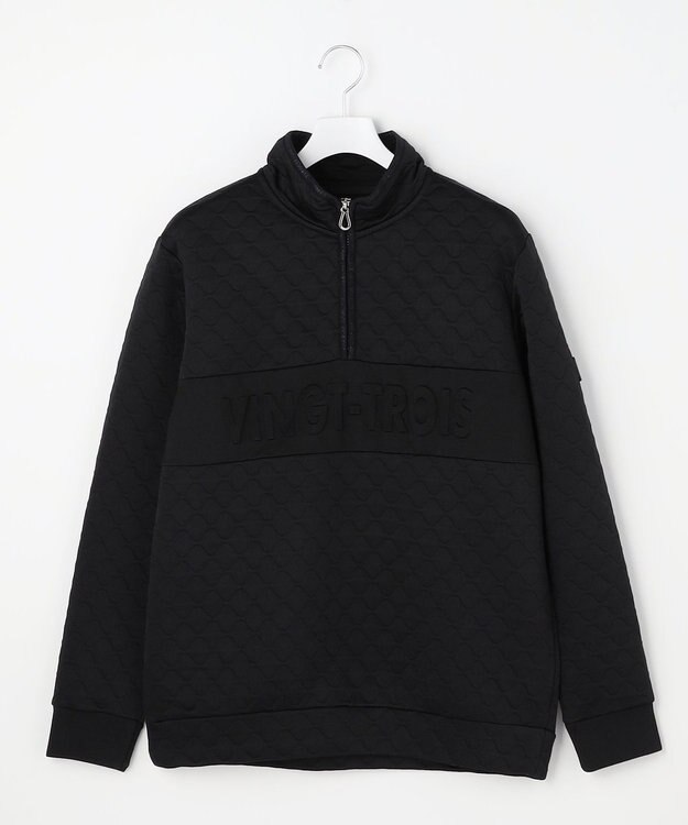 23区GOLF 【MEN】ウェーブキルトジャガードプルオーバー ブラック系