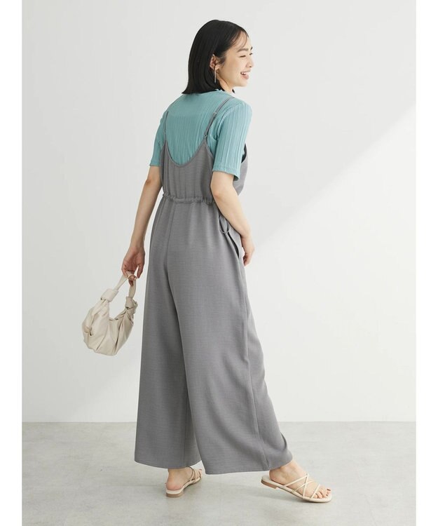 Green Parks 冷やっとすずやかウエストドロストサロペット Gray Mixture