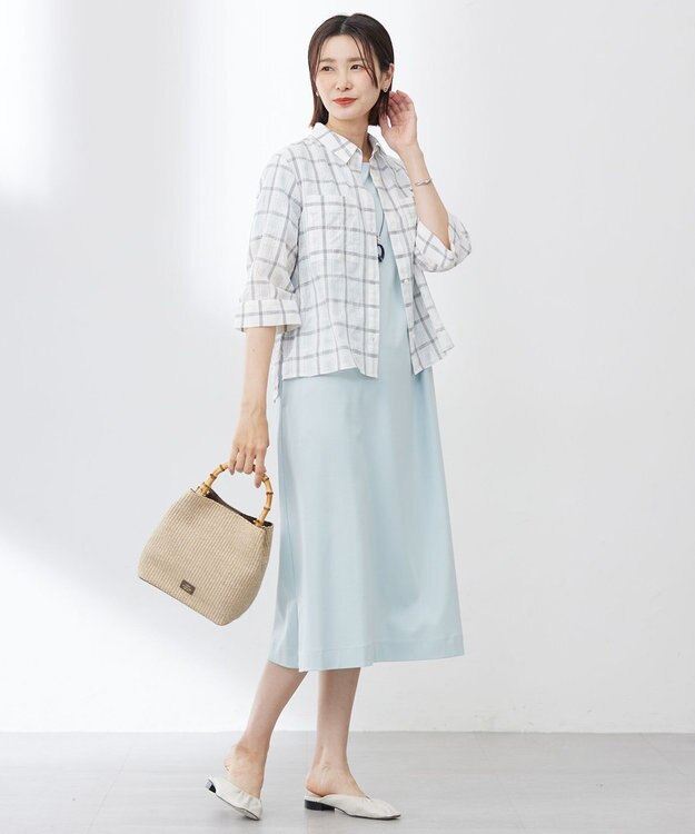 J.PRESS LADIES 【WEB限定カラーあり・洗える】コットンスムース ドルマンスリーブ ワンピース 【WEB限定カラー】アクアグリーン系