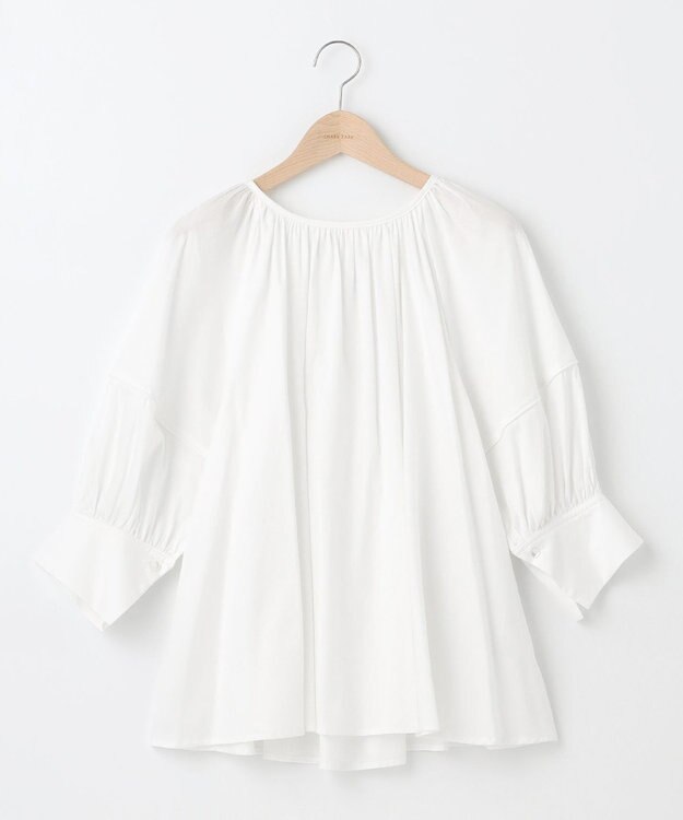 SHARE PARK LADIES コットンサテンランタンスリーブブラウス ホワイト系