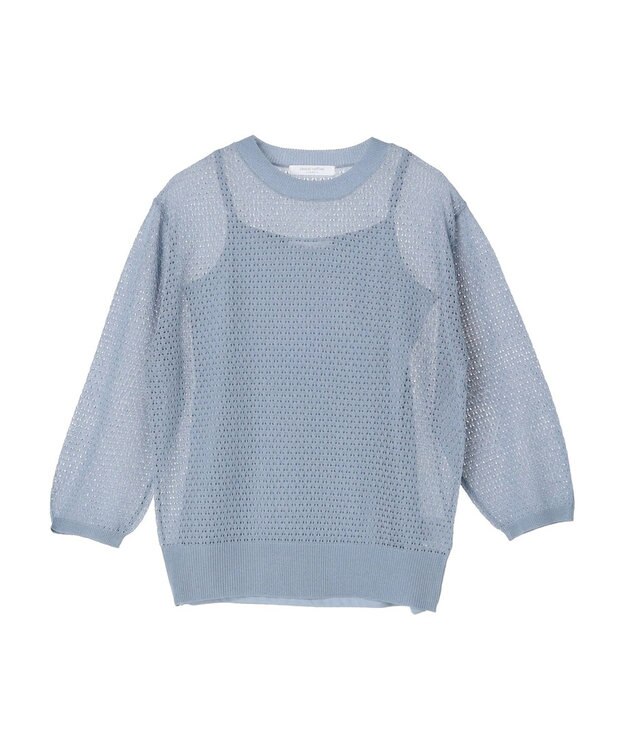 Green Parks ＳＥＴ２点　ラメすかしニット＋キャミソール Sax