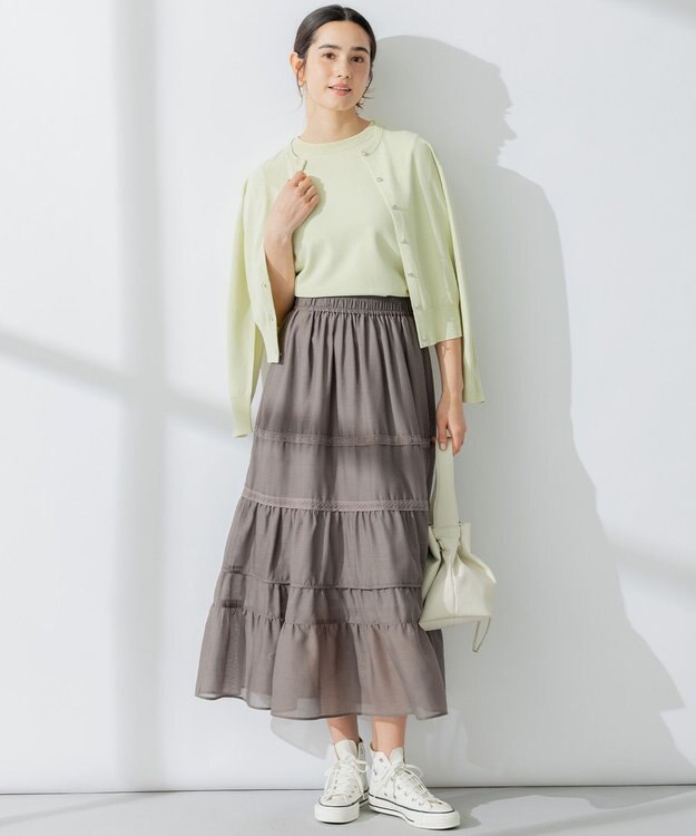 組曲 【洗える】レーシーボイル スカート ライトグレー系
