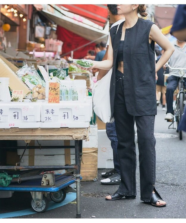 woadblue Slit Straight/WBN3303 BLACK