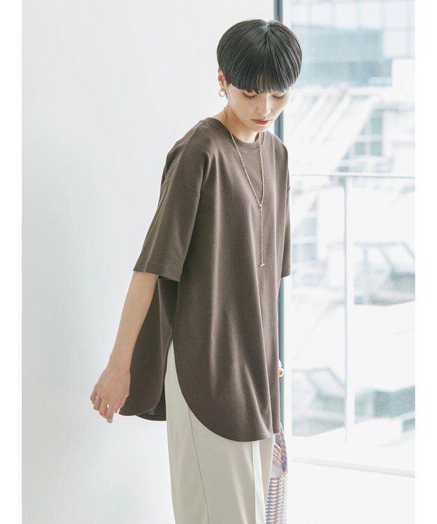 AMERICAN HOLIC 抗菌防臭　Ｄａｉｌｙ！　裾ラウンドカットチュニック1 Brown