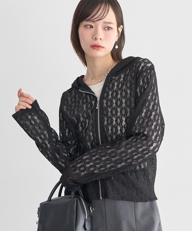 earth music&ecology レースパーカー Black