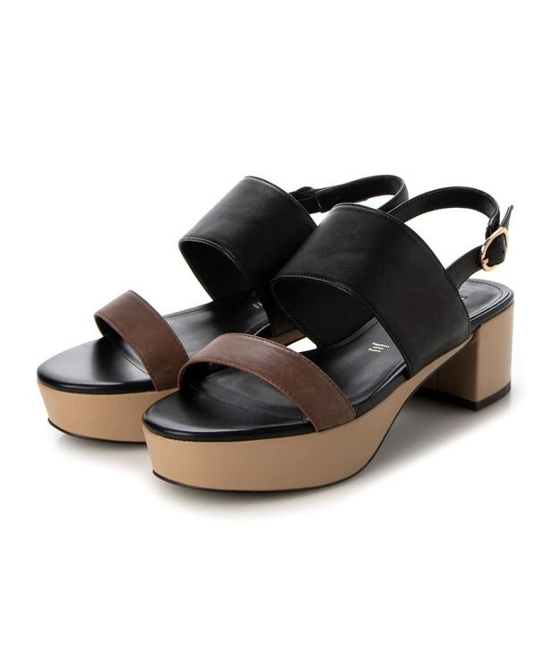 MODE ET JACOMO <MODE ET JACOMO>厚底ダブルベルトサンダル ブラウンコンビ