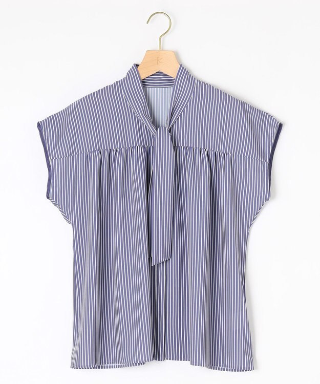 組曲 ライトデシンボウタイ ブラウス ブルーストライプ系1