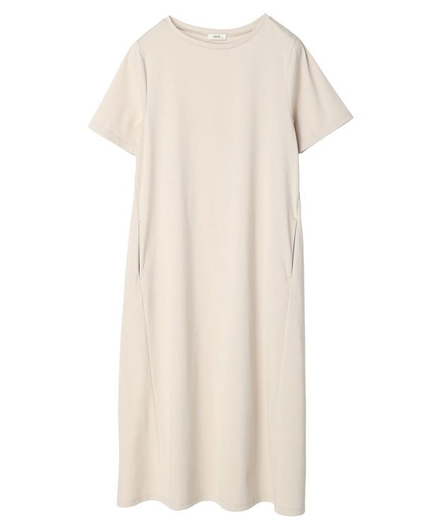 earth music&ecology プレーティング天竺Ａラインワンピース Beige