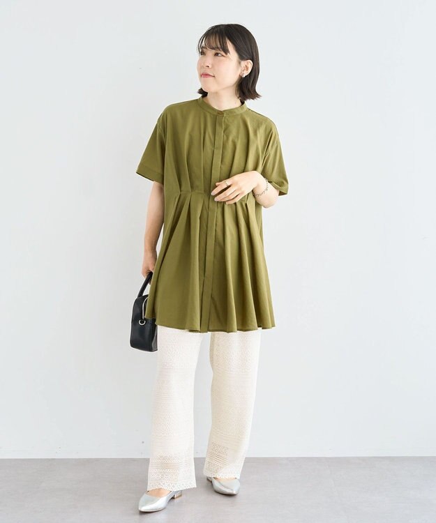 Green Parks レースプリーツパンツ Brown