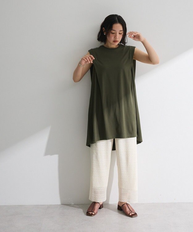 Green Parks レースプリーツパンツ Brown