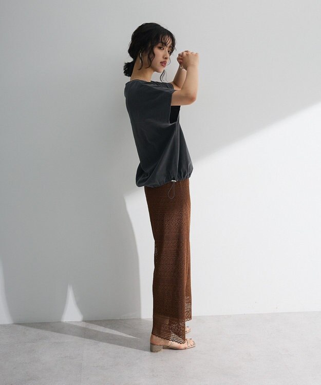 Green Parks レースプリーツパンツ Brown