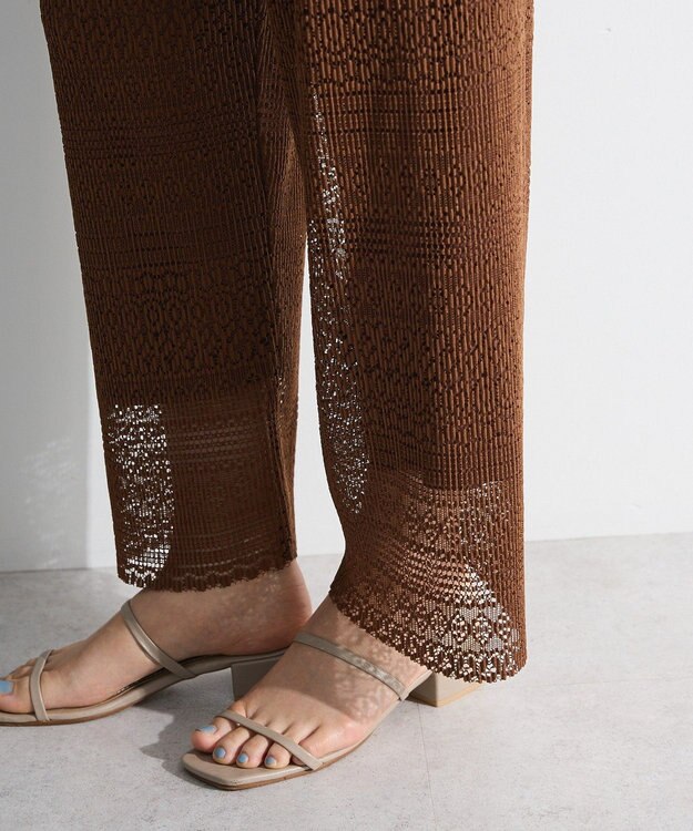 Green Parks レースプリーツパンツ Brown